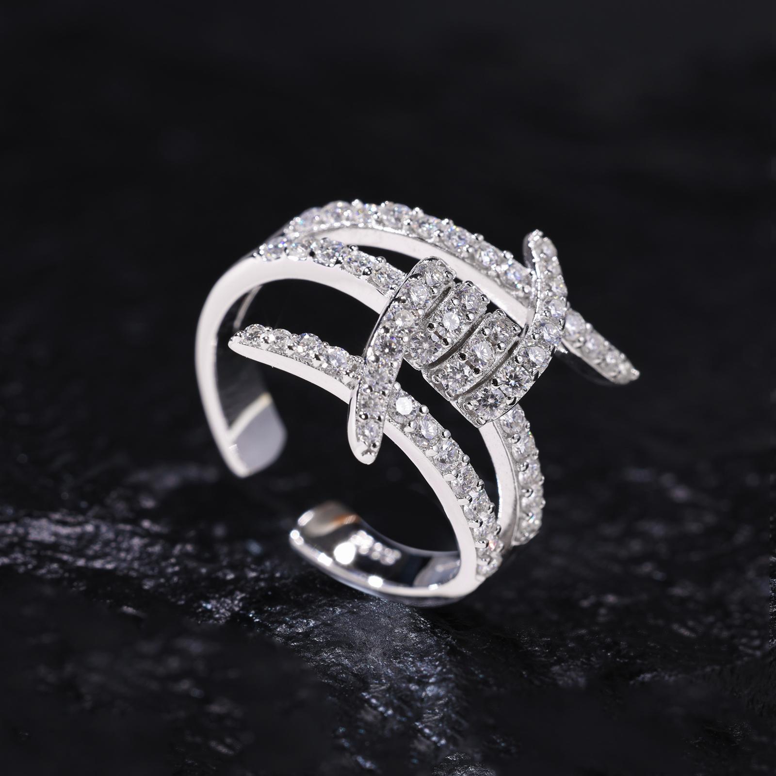 【#R286】UCCIYO Lab-Created Moissanite S925 Sterling Silver Moissanite Ring Black Ring Suitable for Men and Women Hip Hop Jewelry Gifts