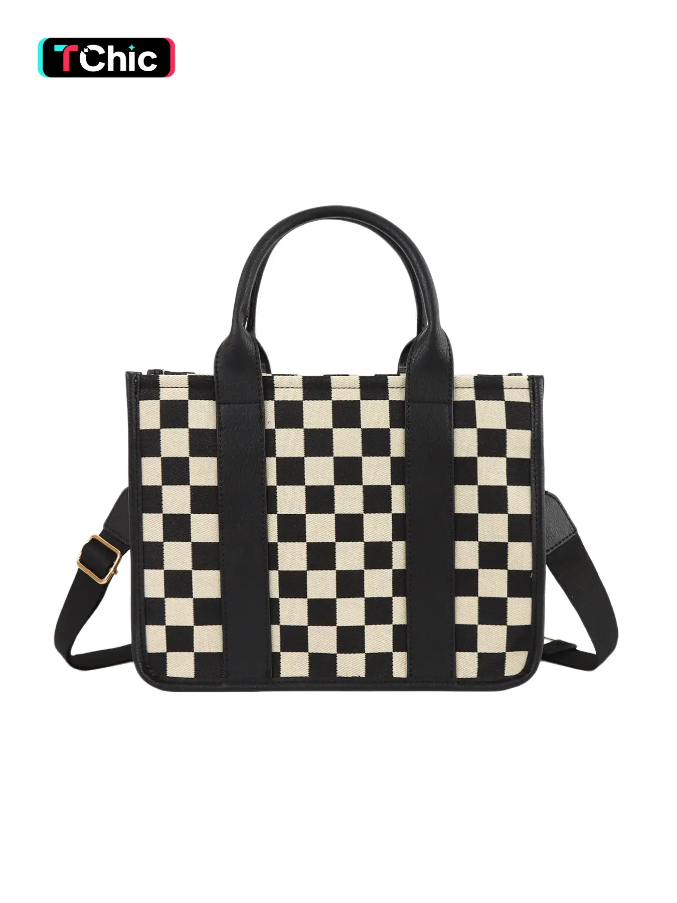 Checkerboard Pattern Tote Bag, Fashionable Canvas Shoulder Bag for Women, Casual Trendy Versatile High-quality Daily Commuting Bag, Girl Fashionable Shopping Bag, Fashion Patterned Bag, Checkered Pattern Bag