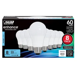 Feit Electric 60 Watt Replacement Daylight (5000K) A19 (E26 Base) Dimmable LED Light Bulb 8 Pack