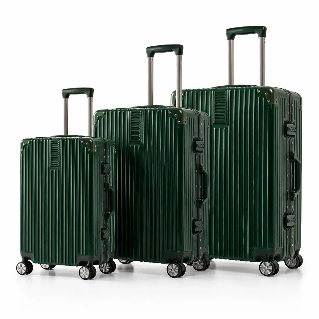3-Piece Hardside Spinner Luggage Sets, Multi-Size 20/26/29'' Aluminum Alloy Frame, Zipperless Lid TSA Lock Travel Suitcase with Gold Wheels for Families sohochic