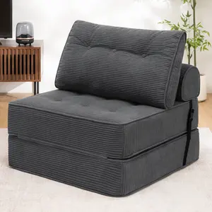 HOMMPA Folding Sofa Bed Sleeper Sofa Chair Convertible Sofa Bed with Pillow Foldable Mattress with Back Support Floor Lounge Sofa for Home Office Small Couches for Small Spaces Single Size Grey