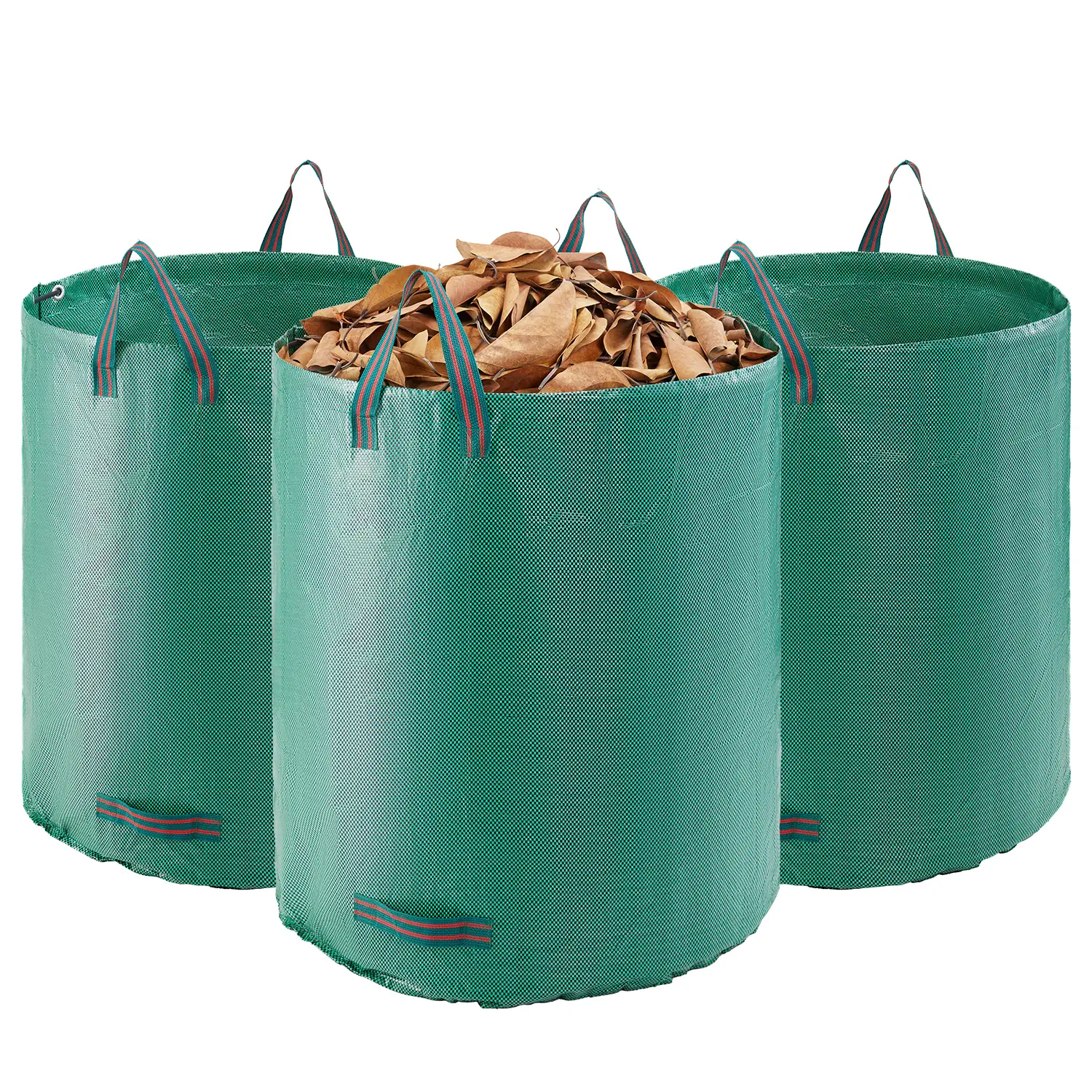【Summerfinds】VEVOR 3-Pack 72 Gallon Reusable Yard Waste Bag,Large Lawn Garden BagsHeavy Duty Collapsible Garden Leaf Trash ContainerStand-Up Grass Clipping Binwith Reinforcement Ring and Handles26.4x30 in