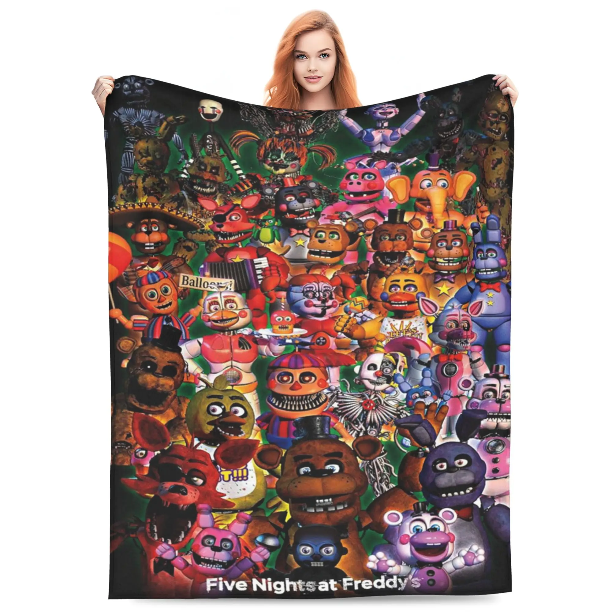 Cute Five Nights At Freddy's Blankets for Girls Boys Throw Cartoon Blanket Super Warm Soft Plush Lightweight Fleece Flannel Blanket Christmas Birthday Winter Sofa Bedding Blanket 40x30In