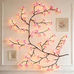 Impress Life Cherry Enchanted Willow Vine Lights with Remote, 5.25FT 72LED USB Powered Pink Sakura Fairy Lights, 8 Lighting Modes, Flexible Twig Lights for Wall, Bedroom, Party, Home Decor