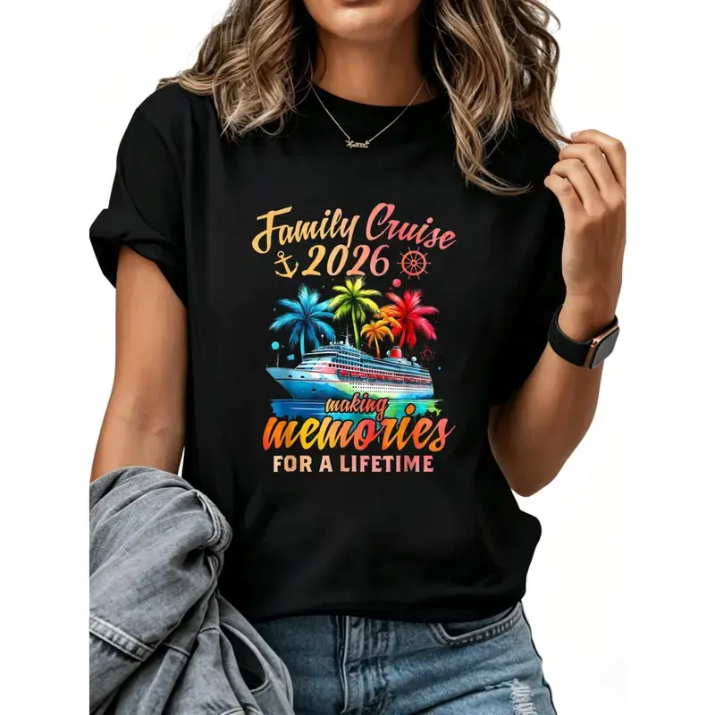 Family Cruise 2026 Graphic T-Shirt, Making Memories Vacation Matching Tee