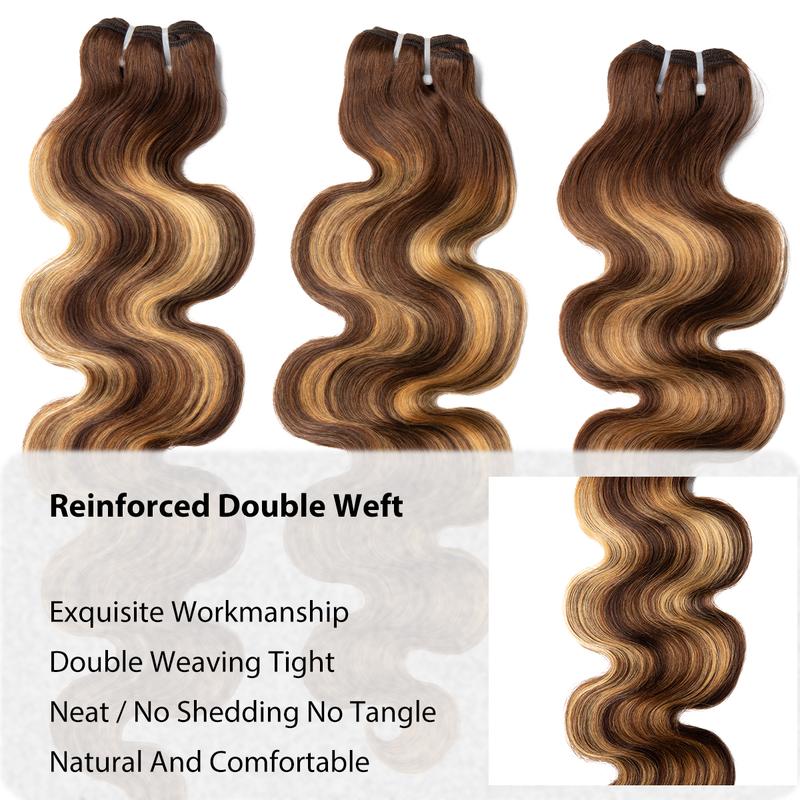 [Wequeen] #FB30 Highlight Hair Bundles Brazilian Colored Human Hair #T1B/P4/27 Body Wave Straight Quick Weave Sew in/Glue in Budget Friendly 10A Valentine Gifts