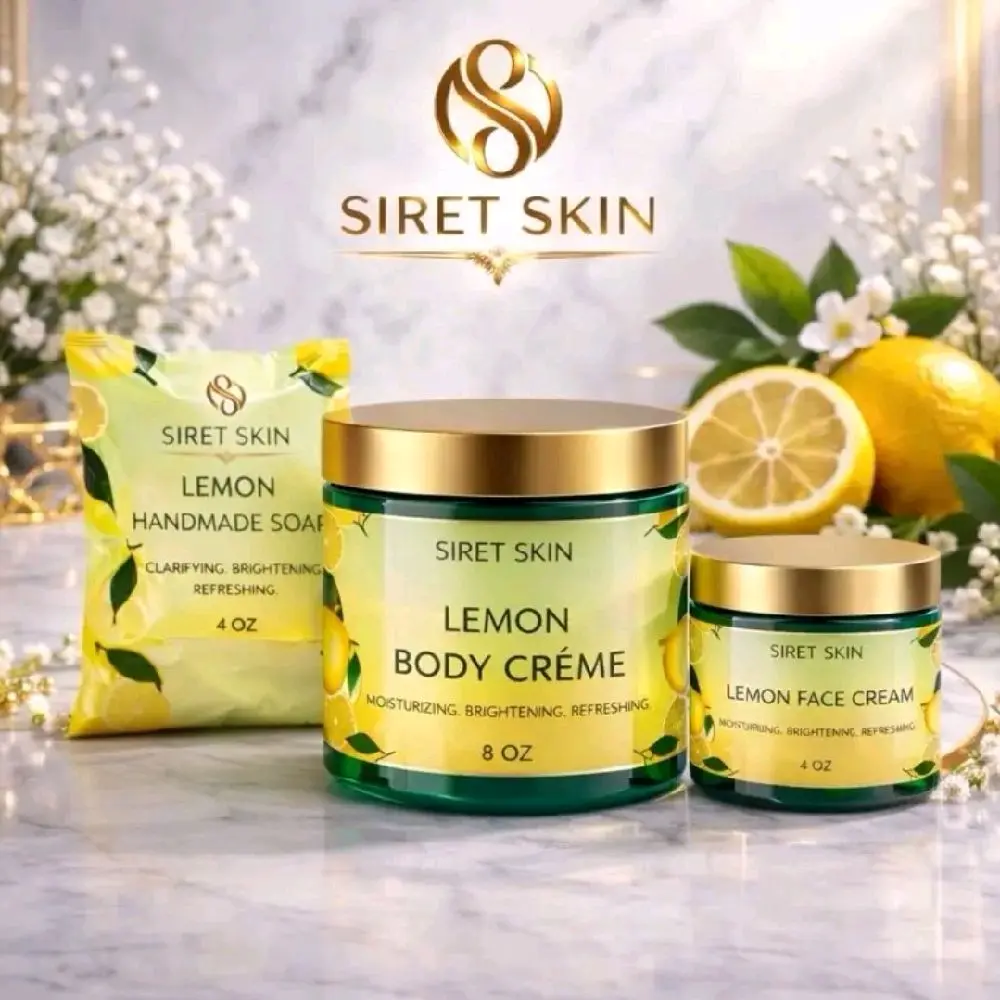 Lemon Skincare Trio Set – Face Cream, Body Cream & Soap
