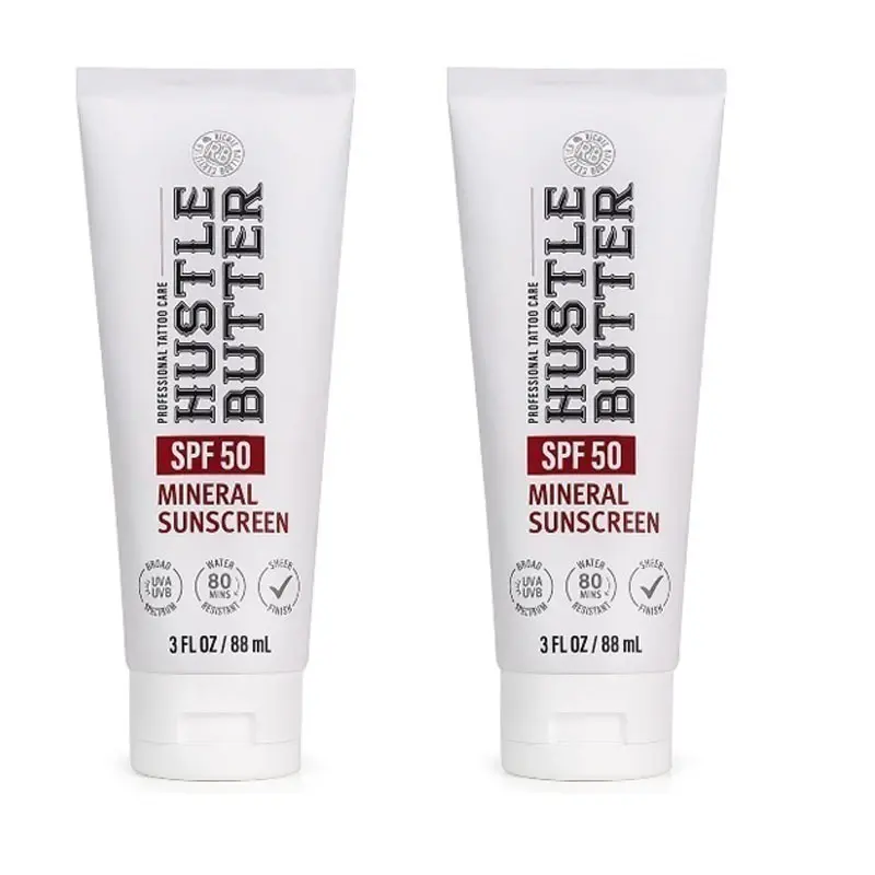 【Buy 1 Get 1 Free】Hustle Butter SPF50 Mineral Tattoo Sunscreen Lotion - Water Resistant UV Ink Protector, Gentle Daily Tattoo Aftercare