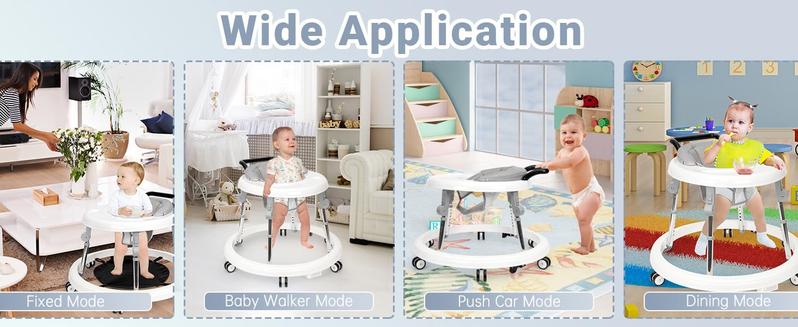 9 adjustable  Foldable baby walker | Multi-functional activity center for 7-18 months baby | Smooth wheels for easy movement! Floorwalker Infant Seat
