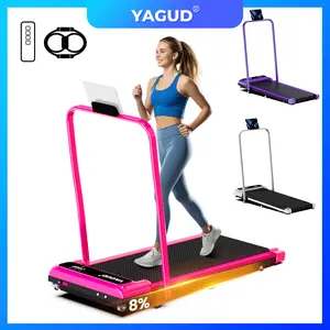 【Adjustable Incline】YAGUD Foldable Treadmill - Low-Noise Motor Walking Pad w/ 265lbs Weight Capacity, Remote Control w/ Free Resistance Bands, Wheels for Easy mobility, Dual Shock-Absorption System