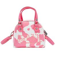 Pink & White Cow Print Vegan Pony Hair Bowling Bag