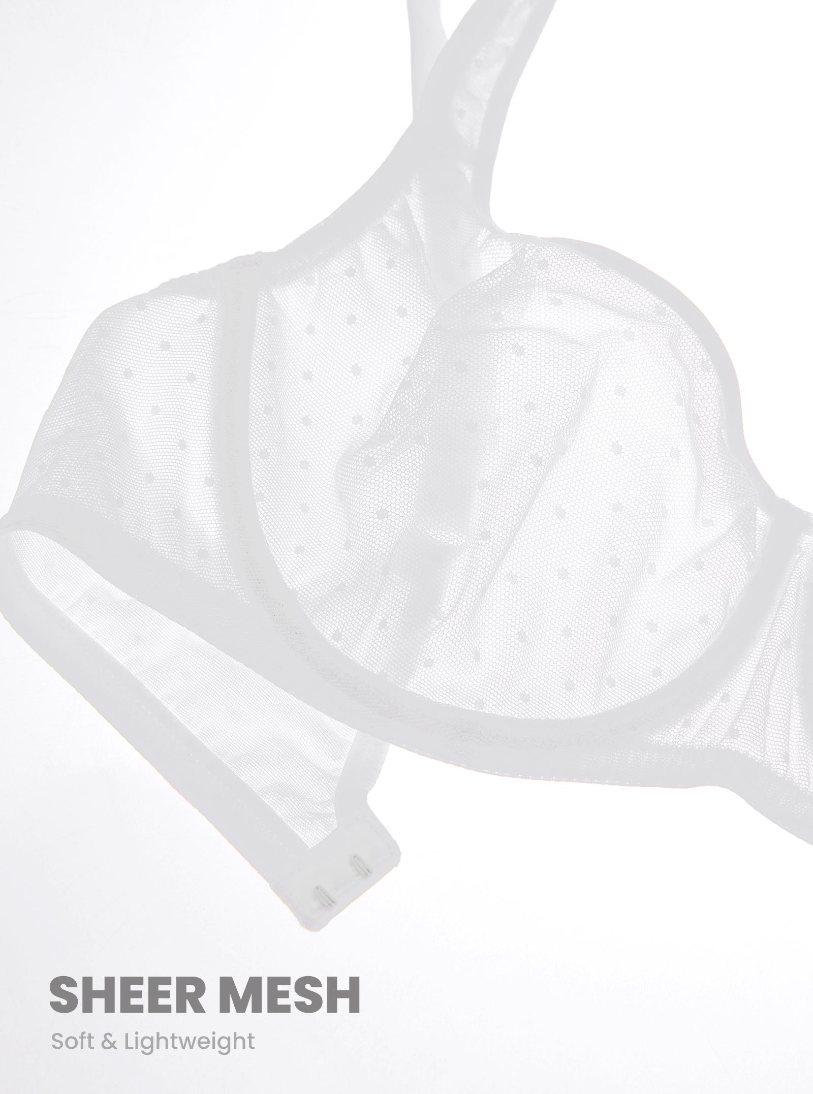 DOBREVA Women's Sexy Mesh Underwire Balconette Bra No Padded  Breathable See Through