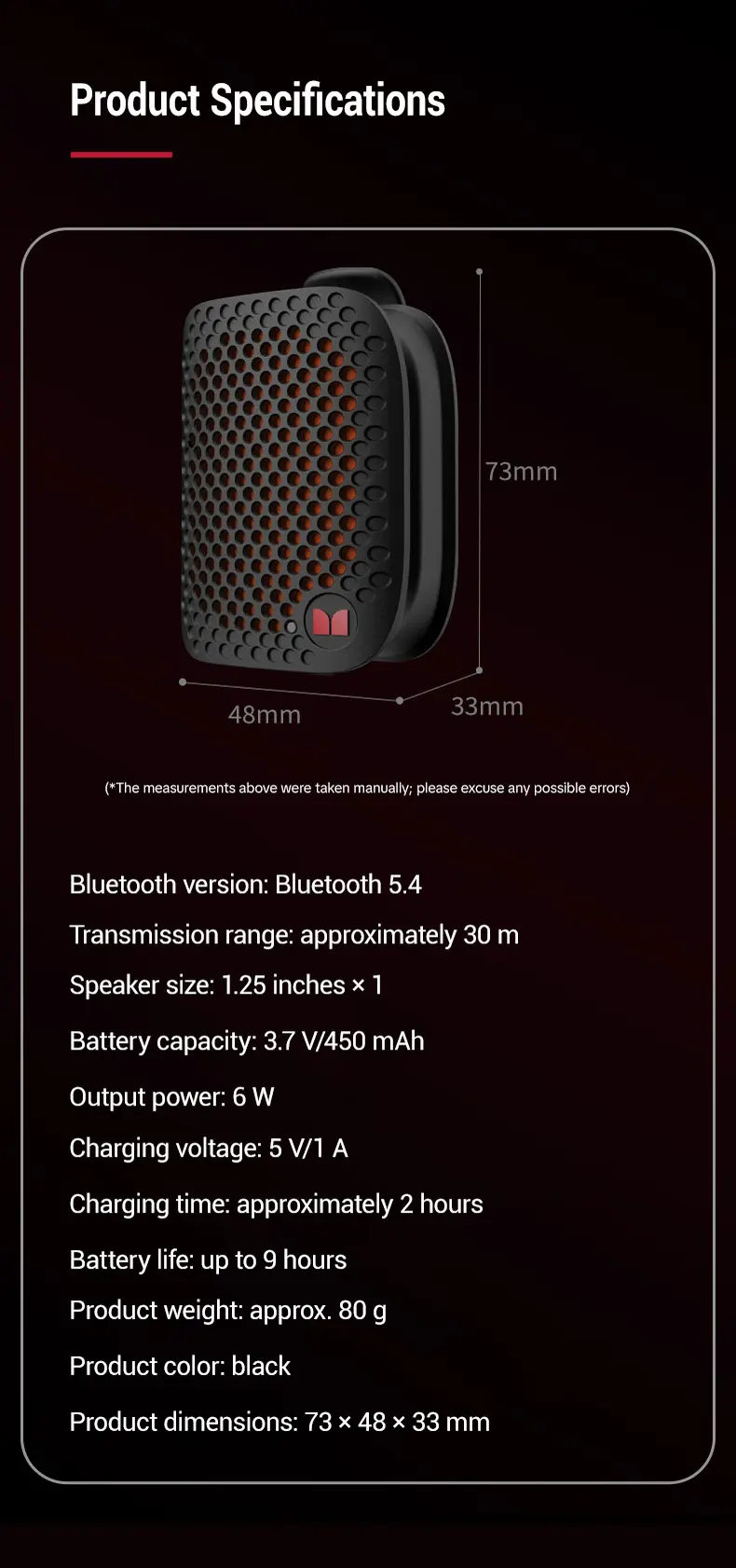 MONSTER M3 Portable Bluetooth Speaker - Compact Waterproof Bluetooth Speaker, 80g Lightweight, TWS Stereo Sound, IPX8 1m Water Immersion, Magnetic Clip-On Wearable, User-Friendly Buttons, 16.0H+ Playtime for Outdoor, Gym, Water Proof