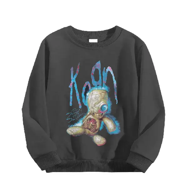 Women's Korn Band Voodoo Doll Graphic Crewneck Sweatshirt - Retro Rock Music Long-Sleeve Casual Pullover Clothes, Vintage Fan Merch Sports Outerwear