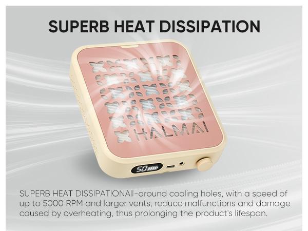 HALMAI Nail Dust Collector, Professional Nail Dust Vacuum with 800Pa Turbo Suction, Rechargeable & Plug-in Options, Brushless Motor, Reusable HEPA Filter, Portable Manicure Dust Collector for Nail Salon & Home