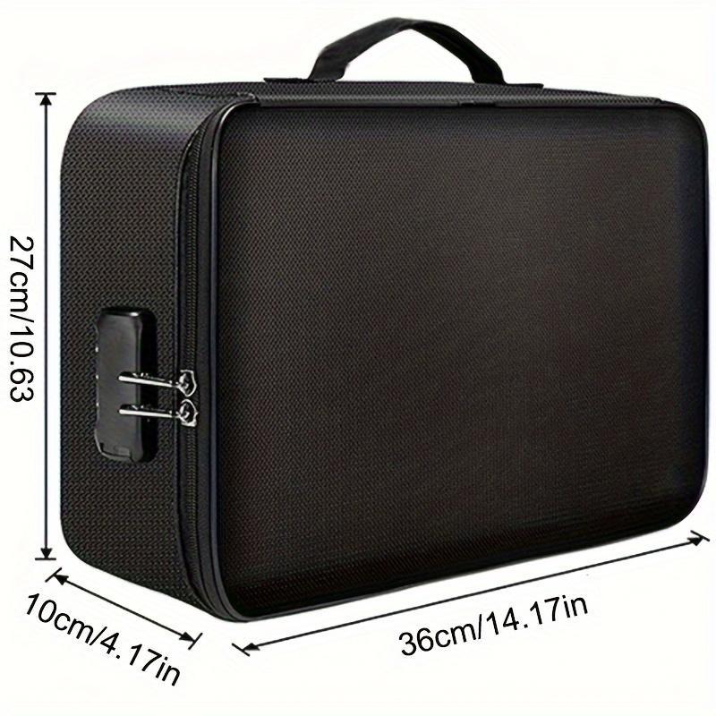 Portable Multi-Layer Document Storage Bag with Password Lock for Office and Travel Use, Water-Resistant Multi-Layer Fireproof Document Bag with Lock & Money Pouch