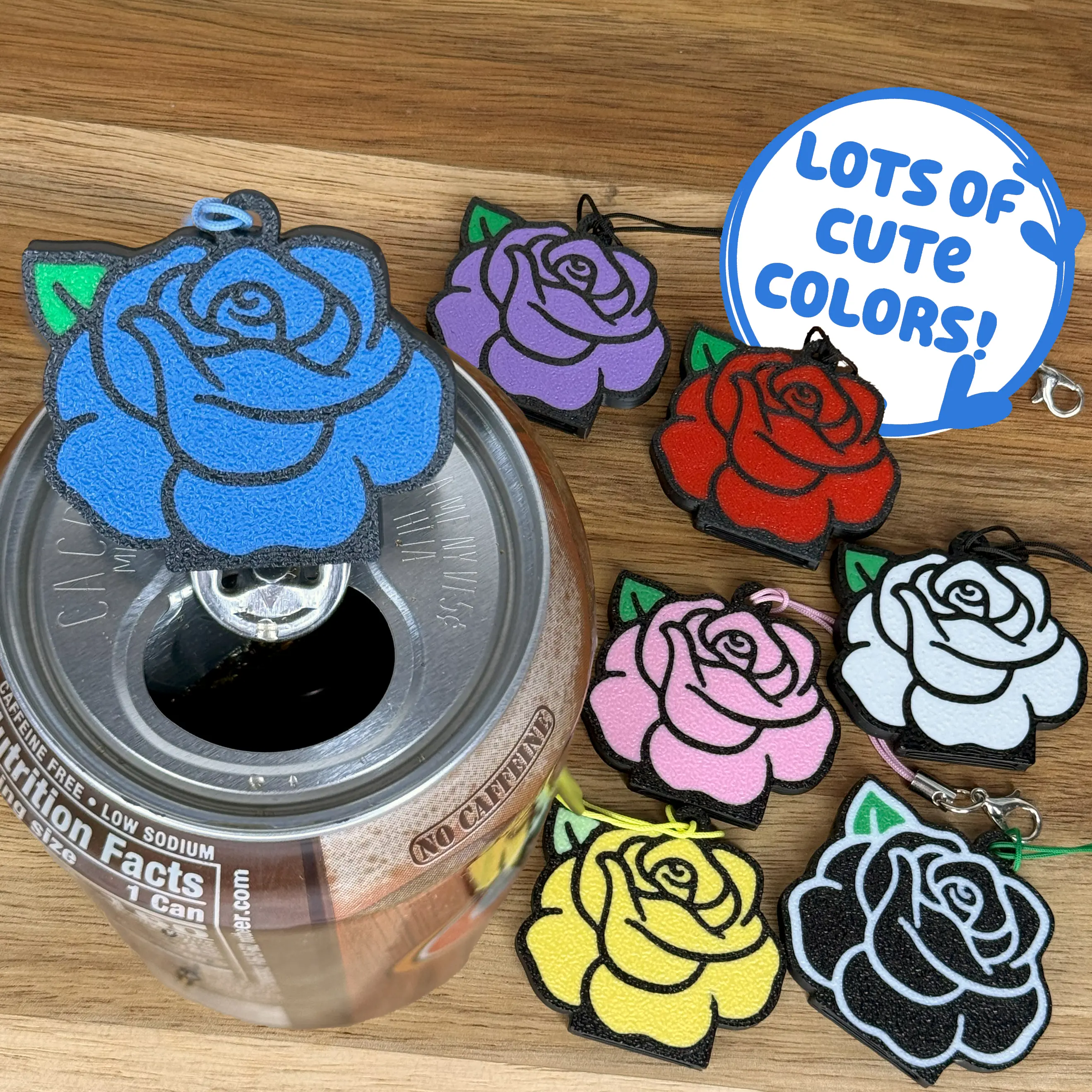 Rosebud Tab Buddies Drink Tab Opener with Keychain strap - Adaptive Assistive Tech for Hand Strugggles - Beautiful Garden Flower Lovers Gift Present Kitchen Utensils