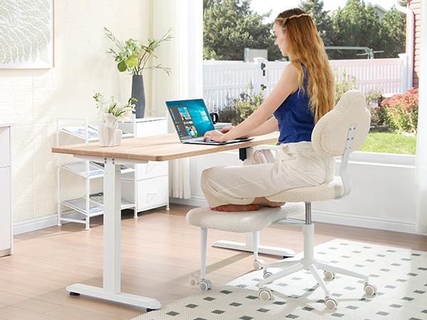 Pinmoco Mountain-Shape Ergonomic Cross Legged Chair with Wheels, Meditation Chair, ADHD Chair for Adults, Wider Height Adjustable Backrest and Seat, Yoga Office Chair