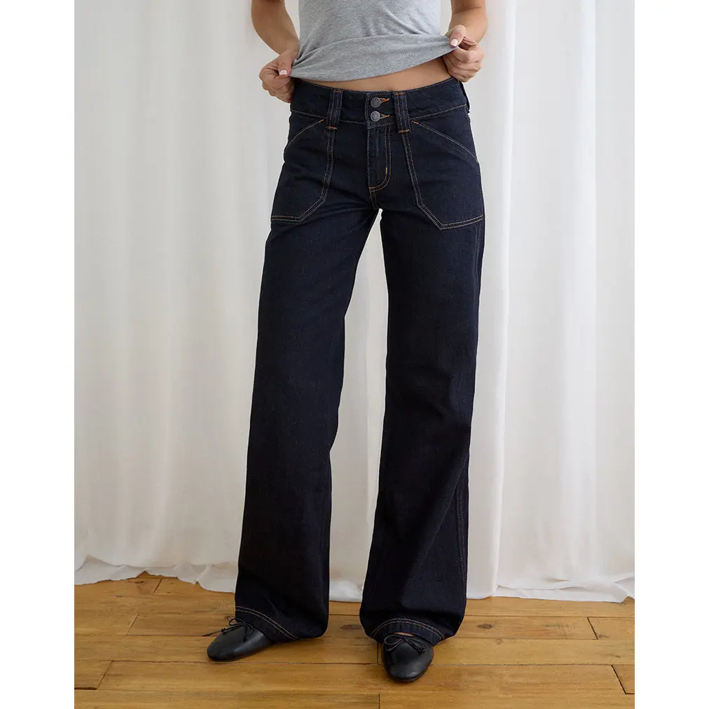 Low Rise Relaxed Cargo Jeans in Indigo