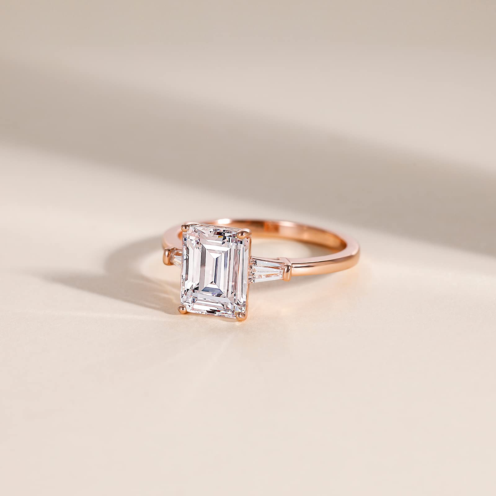 EAMTI 3CT 925 Sterling Silver Engagement Ring 3-Stone Cubic Zirconia Wedding Bands for Women