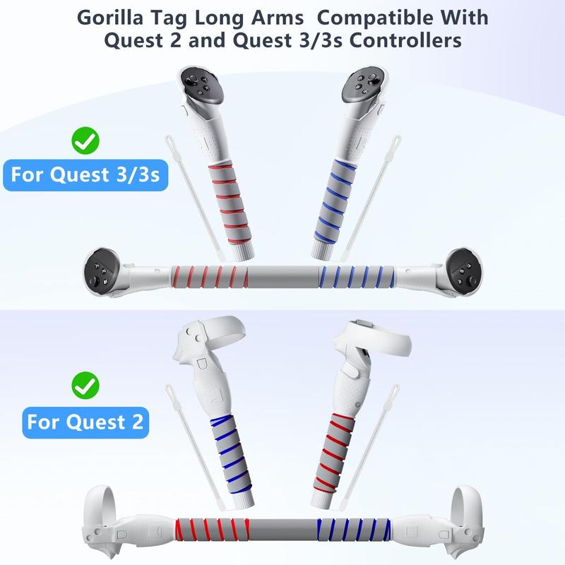 3 in 1 Gorilla Tag Long Arms for Meta Quest 3S/3 and Oculus Meta Quest 2,Beat Saber Handles Attachment/Golf Club Extension Grips for VR Sticks Controller Accessories,Enhance VR Game Experience
