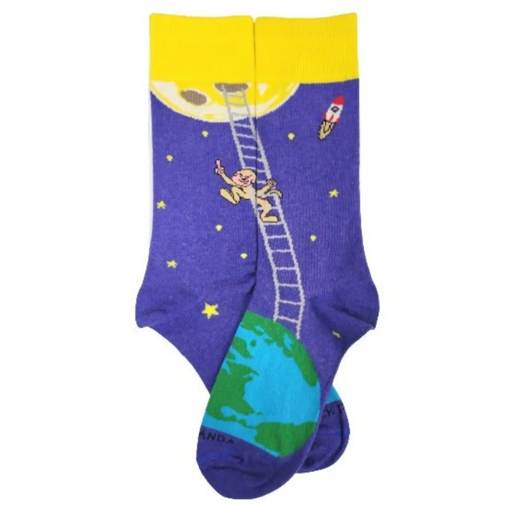 It is Good to Dream - Monkey Climbing Ladder to the Moon Socks from the Sock Panda (Adult Small -  Shoe Sizes 2-5)