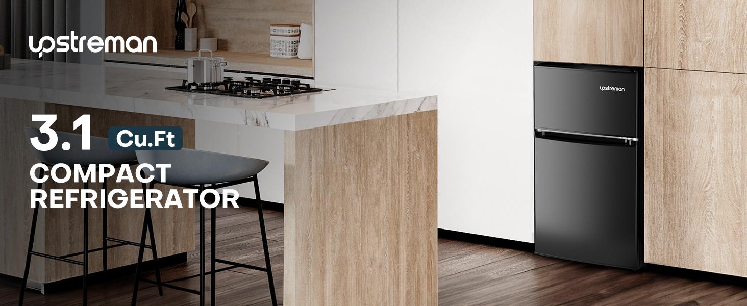 Upstreman mini fridges 3.1 Cu.Ft with Freezer 2-Door Small Fridge Dorm Essentials Adjustable Thermostat Energy Saving Mini Refrigerator for Office Dorm Bedroom SD311 College Outdoor Mini Refrigerato pantry drink fridge skincare fridge