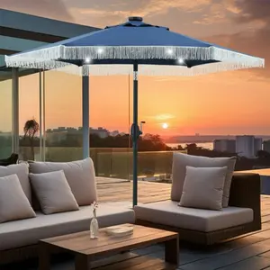 GDY 7.5 ft Patio Umbrella with Tassel, 6 High Wind Proof Fiberglass Ribs, Fully Assembled, For Outdoor Aesthetic Modern