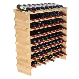 VEVOR 72 Bottle Stackable Modular Wine Rack,  , 8-Tier Solid Bamboo Wood Storage Racks, Floor Freestanding Wines Holder Display Shelf, Wobble-Free Shelves for Kitchen, Bar, and Cellar (Natural Color)