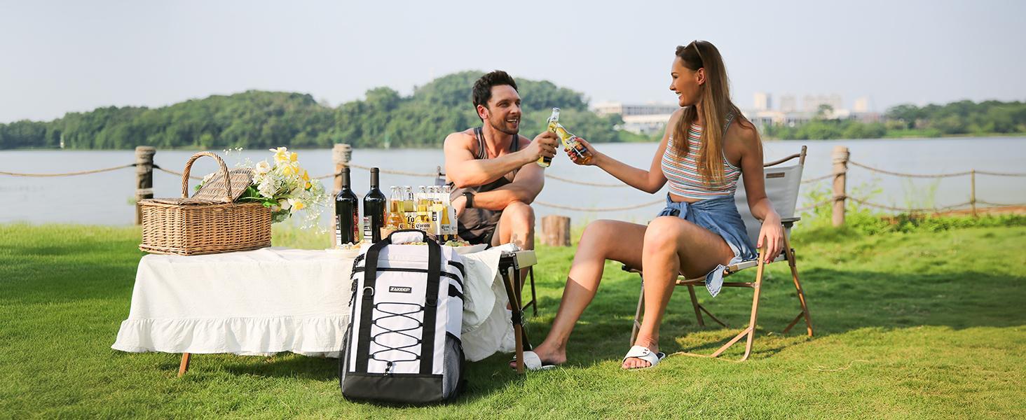 Cooler Backpack, 36 Cans Multifunctional Leakproof Cooler Backpack with Padded Top Handle, Mesh Pocket for Camping BBQ Lunch Picnic Hiking Fishing,Waterproof Ice Box Thermal Bag Insulated Travel