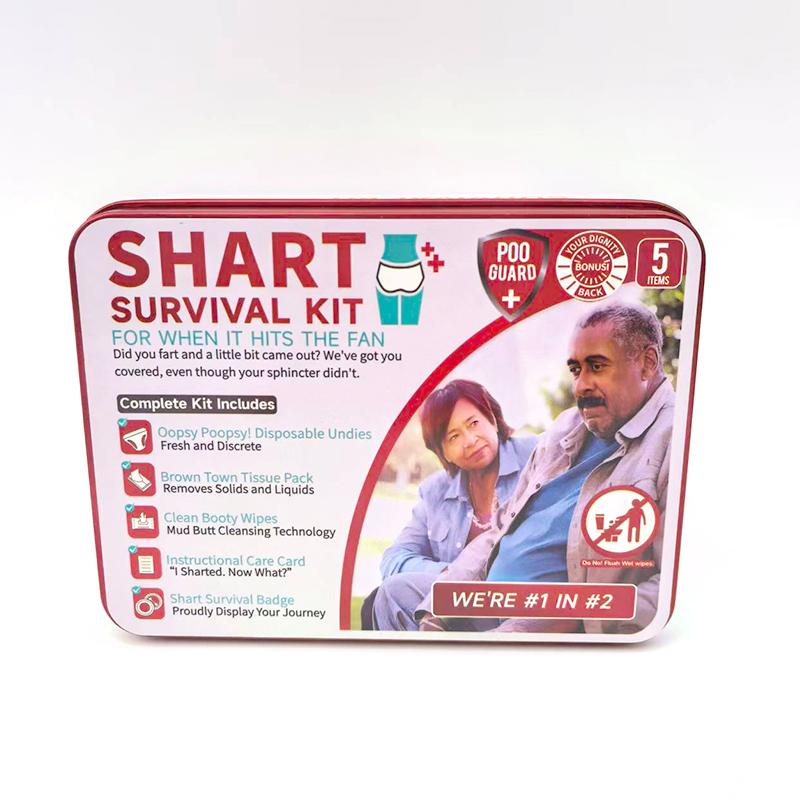 【Valentine's Day】Funny Shart Survival Ultimate Poop PrankGag Gift Set Contains Wet Wipes Disposable Underwear Tissues and Hilarious Badge. Novelty Fart Potty Pack Greatfor Friends or Family Humorous
