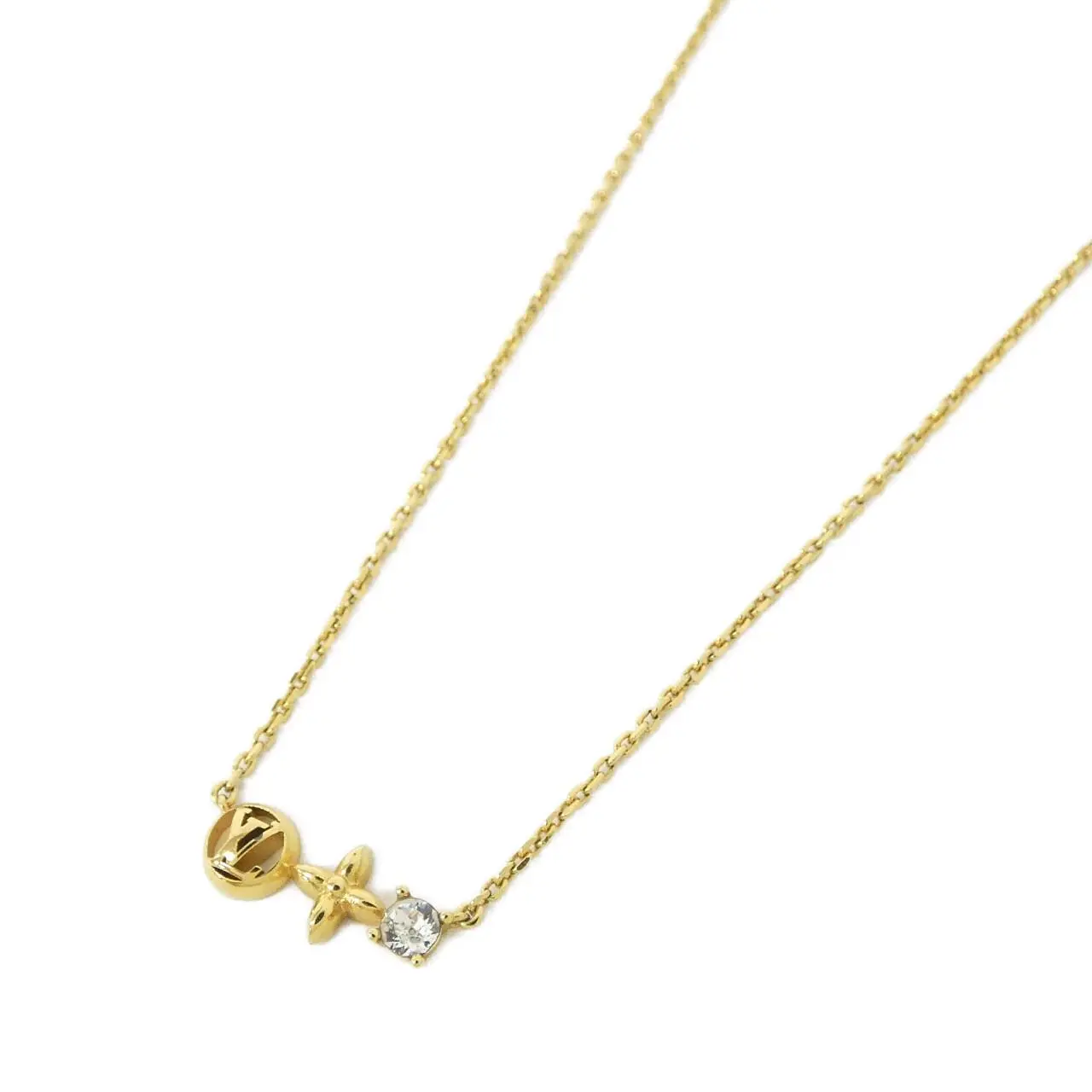 Pre-owned Louis Vuitton Gold-plated Small Leather Goods Petit Louis Necklace