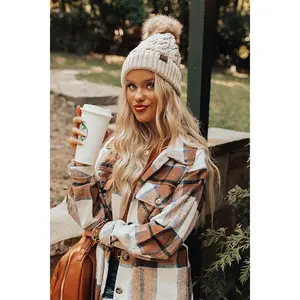 Fall Hike Faux Fur Pom Beanie in Birch