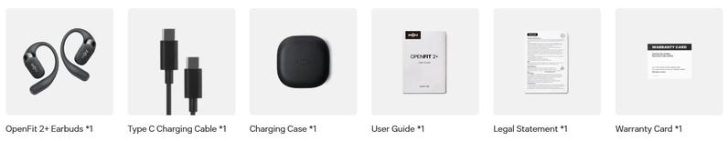 SHOKZ New OpenFit 2+ Open-Ear Headphones, Dolby Audio Enabled, Comfortable Earbuds with Soft Ear Hooks, 48H Playtime, IP55 Water-Resistant, USB-C Fast Charging, Wireless Charging