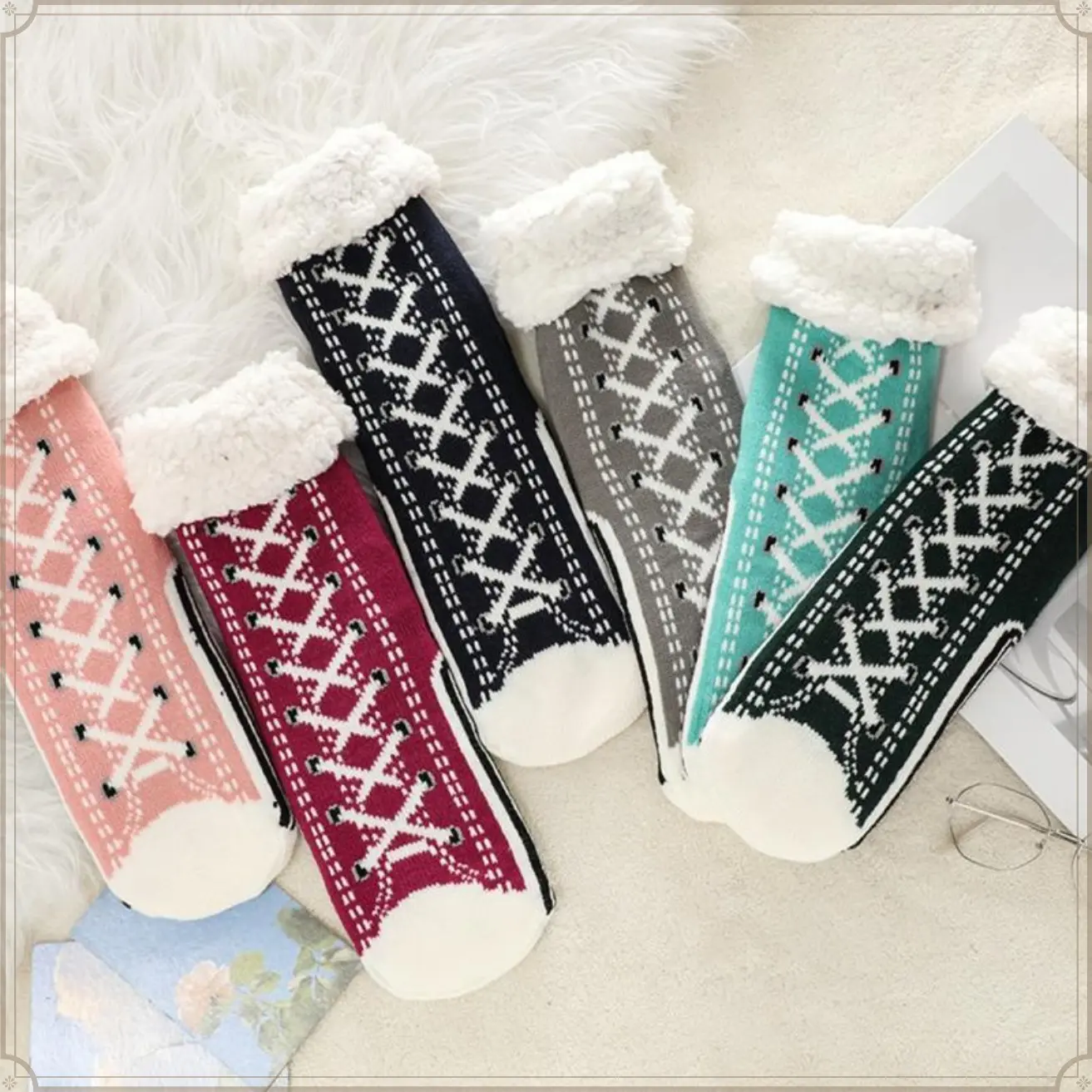 2026 Ultra-Thick Cashmere Slipper Home Socks,Warmth Slipper Socks With Non Slip Shimmery Women