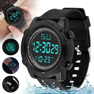 Men's Digital Sports Watch Tactical Military Wristwatch Large Face Waterproof with LED Backlight