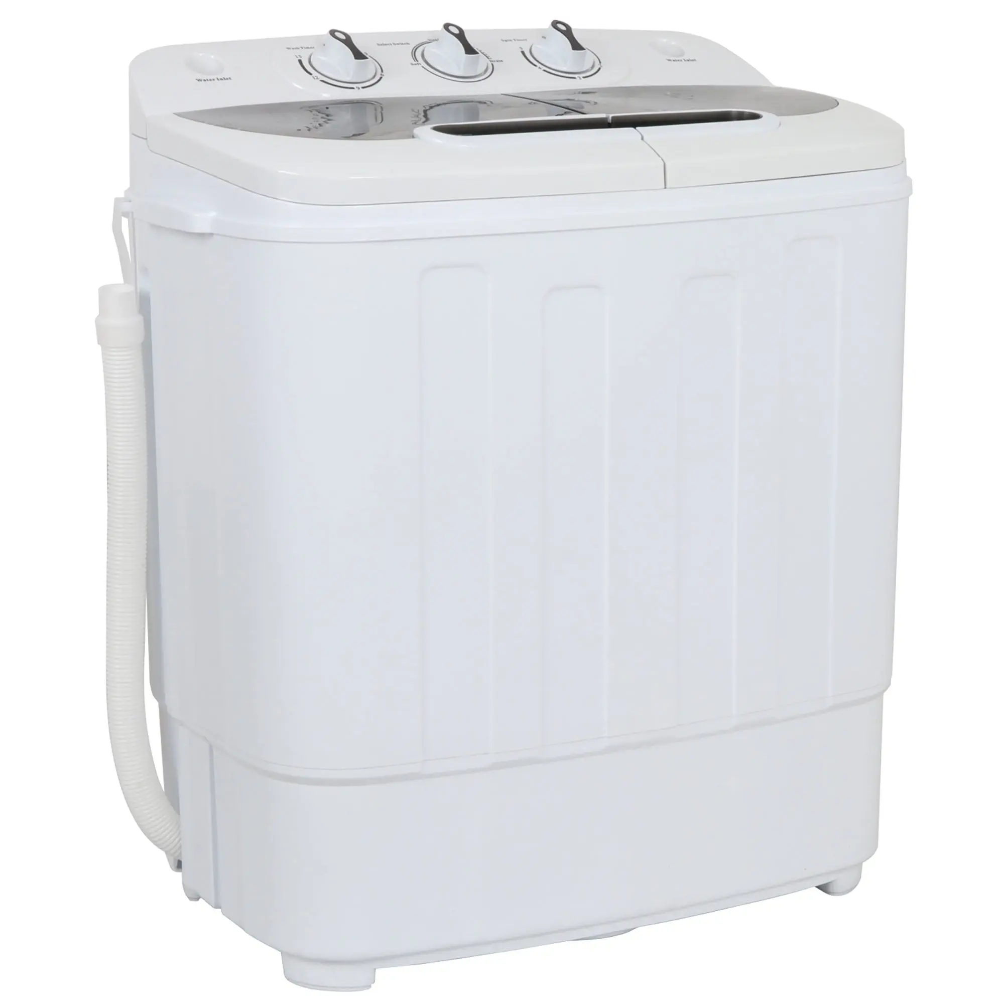 Portable Compact Twin-Tub Semi-Automatic Washing Machine - Portable Laundry Washer for Apartments, Condos, 13lbs Capacity, 23x13.5x26", 1300rpm Spin Dry Cycle, Plumbing-Free White Home Mini Washer