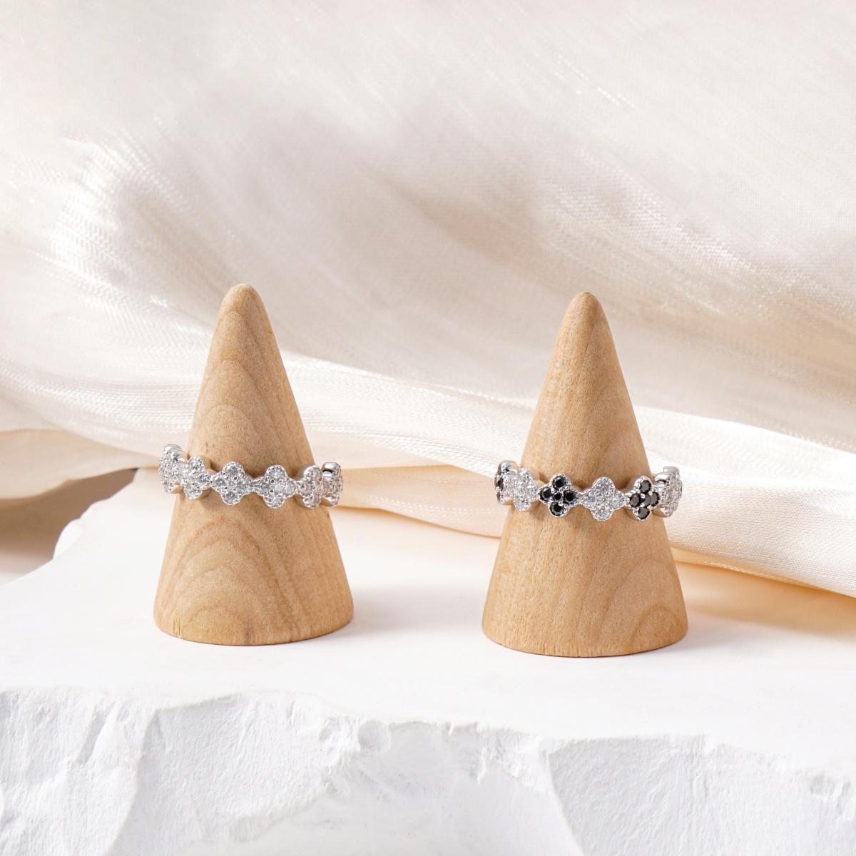 Delzzad 0.6ct Luxury Floral Eternity Band Cluster Ring Synthetic Moissanite Wedding Bands Ring S925 Moissanite Jewelry Perfect Birthday Engagement Wedding Anniversary Gift