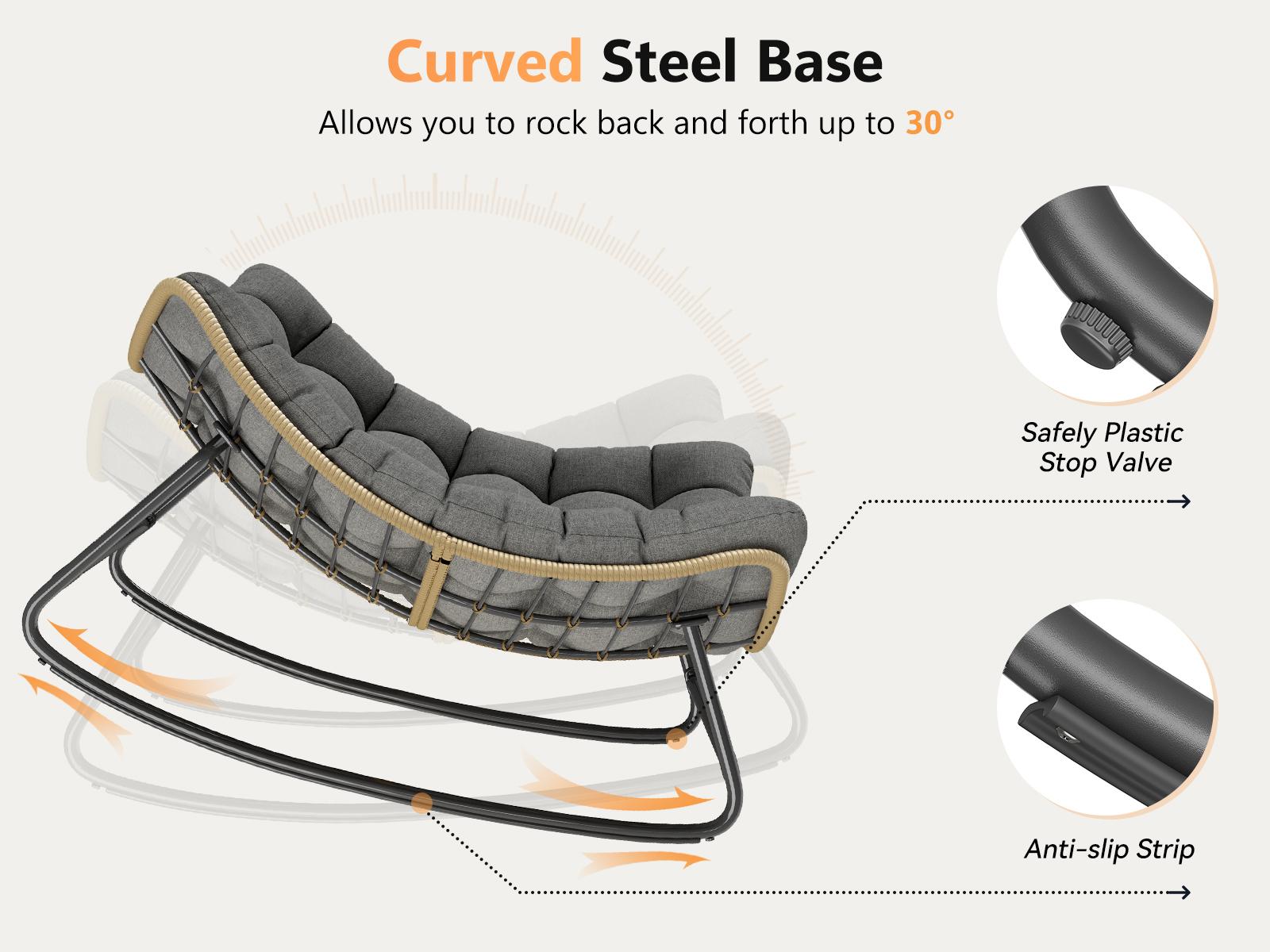 UDPATIO Oversized Outdoor Rocking Chair with Padded Cushion Indoor/Outdoor Lounge Rocker for Garden Luxury Lounge Relax Leisure LivingRoom Furniture SpringGardening UDPATIO Oversized Outdoor Rocking Chair with Padded Cushion Indoor/Outdoor Lounge Rocker for Garden Luxury Lounge Relax Leisure LivingRoom Furniture SpringGardening