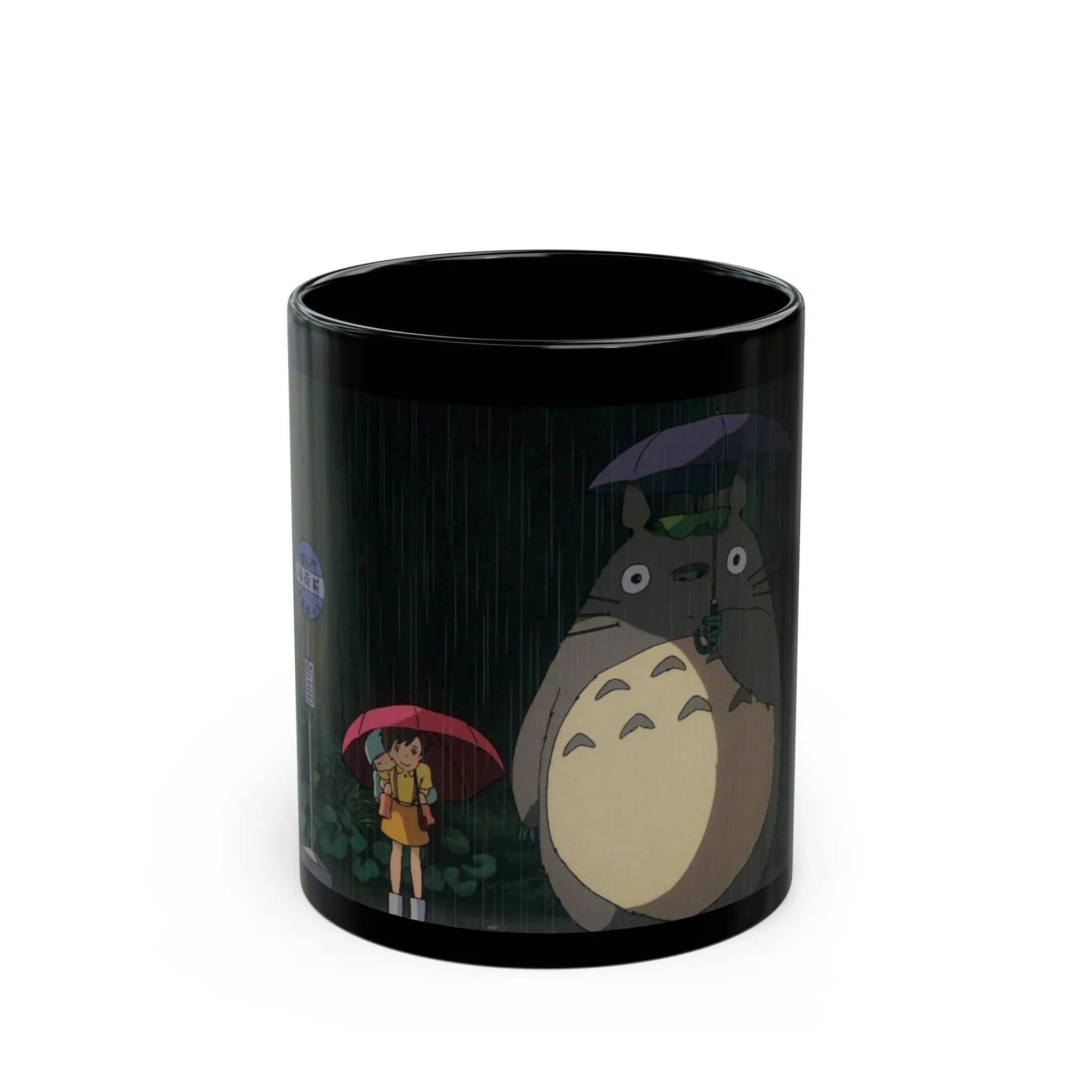 Totoro anime black mug Ceramic Drinkware Glossy Coffee Cup Tumbler Washable Reuse