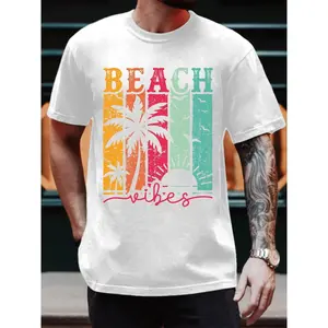 Summer T - Shirt Showcasing Palm Trees, Sunset and Beach Vibes for Coastal Aesthetics