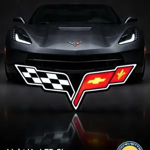Chevrolet Corvette Light Up LED Wall Sign with USB Cord, High-Quality LED Lighting, Compatible with Home Entertainment Systems