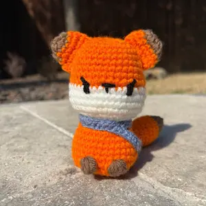 Crochet Fox Figurine, Decorative, Animal, Cute, Sits, Handmade, Forrest the Fox