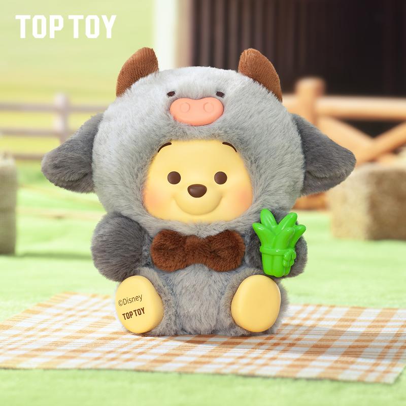 【TOPTOY】Disney Winnie the Pooh Happy Farm Series Vinyl Plush Blind Box, Cute Figures, Desktop Ornament, Collectible Toys, Birthday & Holiday Gift