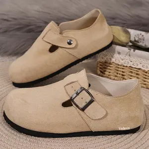 Women's Casual Sandals Suede Buckle Clogs Comfortable Daily Shoes with Adjustable Strap Footwear Indoor Outdoor Shoes Springfresh
