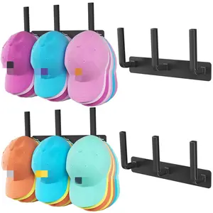 2-Pack Metal Hat Rack for Baseball Caps - Wall/Door Mountable Organizer Holds 30 Hats - Space-Saving Black Hat Hanger for Closet & Bedroom
