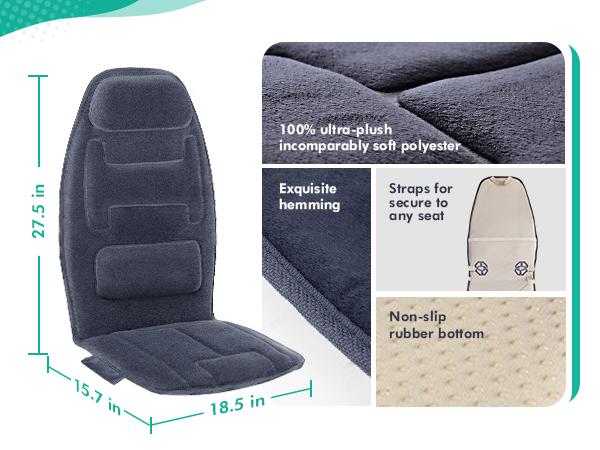 Snailax Massage Cushion with Heat - Memory Foam Neck and Lumbar Support, 10 Vibration Motors for Back and Chair Adjustable Gift