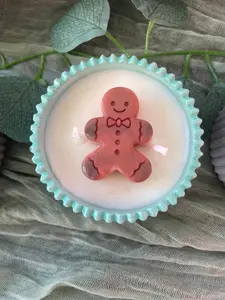 Organic Soy Wax, 2 Wick, Gingerbread Man, Gingerbread Scented Candle in Eco-Resin Container