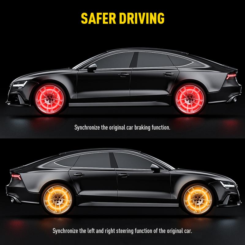 AUXITO 17.5" RGB & Chasing Three Flow Row LED Wheel Ring Rim Lights For Truck Car set