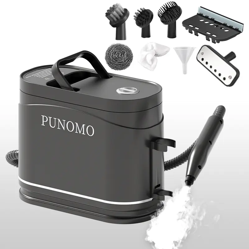 PUNOMO Pressurized Handheld Multi-Surface Natural Steam Cleaner High-Temp 212°F/100°C for Deep Sanitization Car Interiors & Household Cleaning Tool with 12 Replacement Parts
